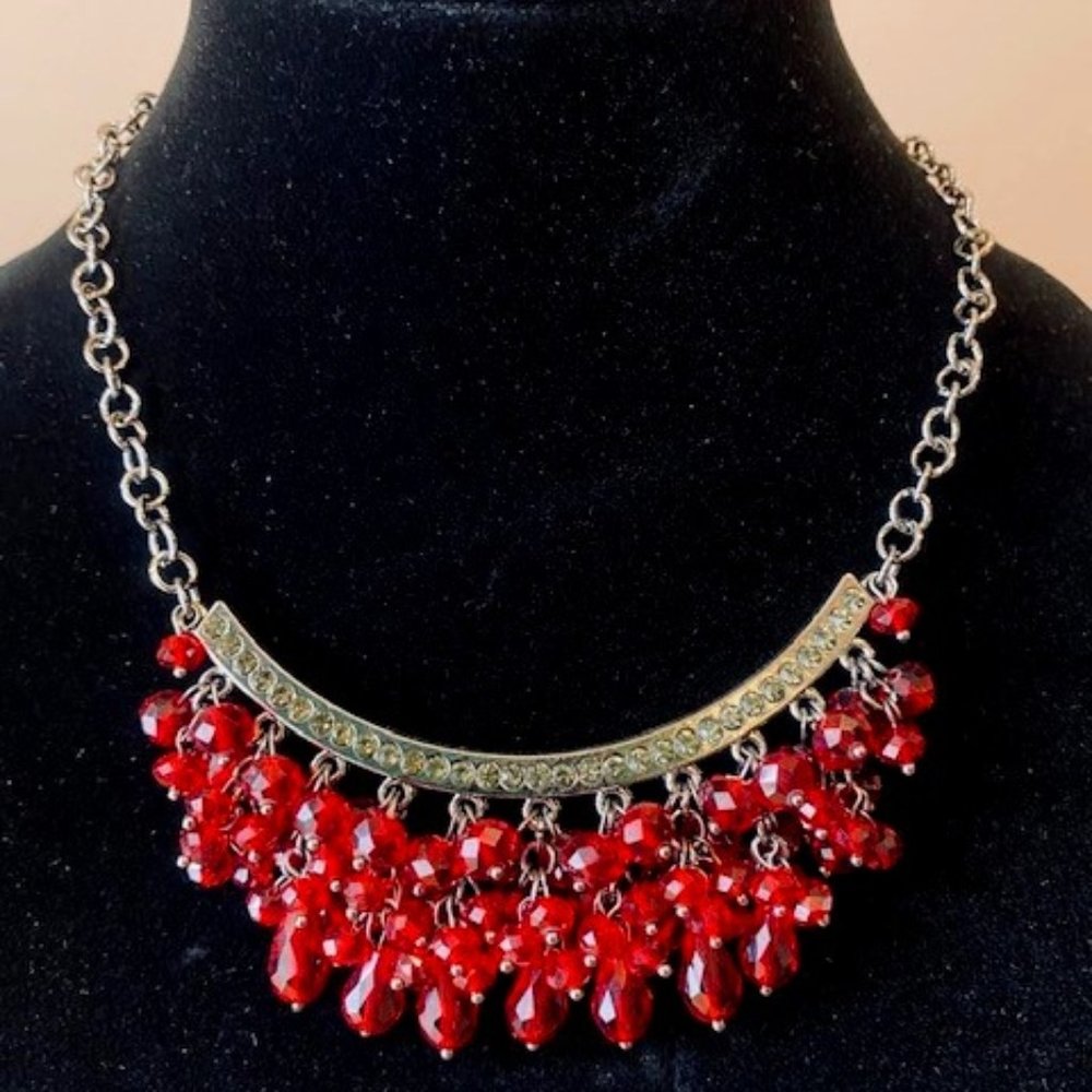 Stunning Red Beaded Statement Necklace!